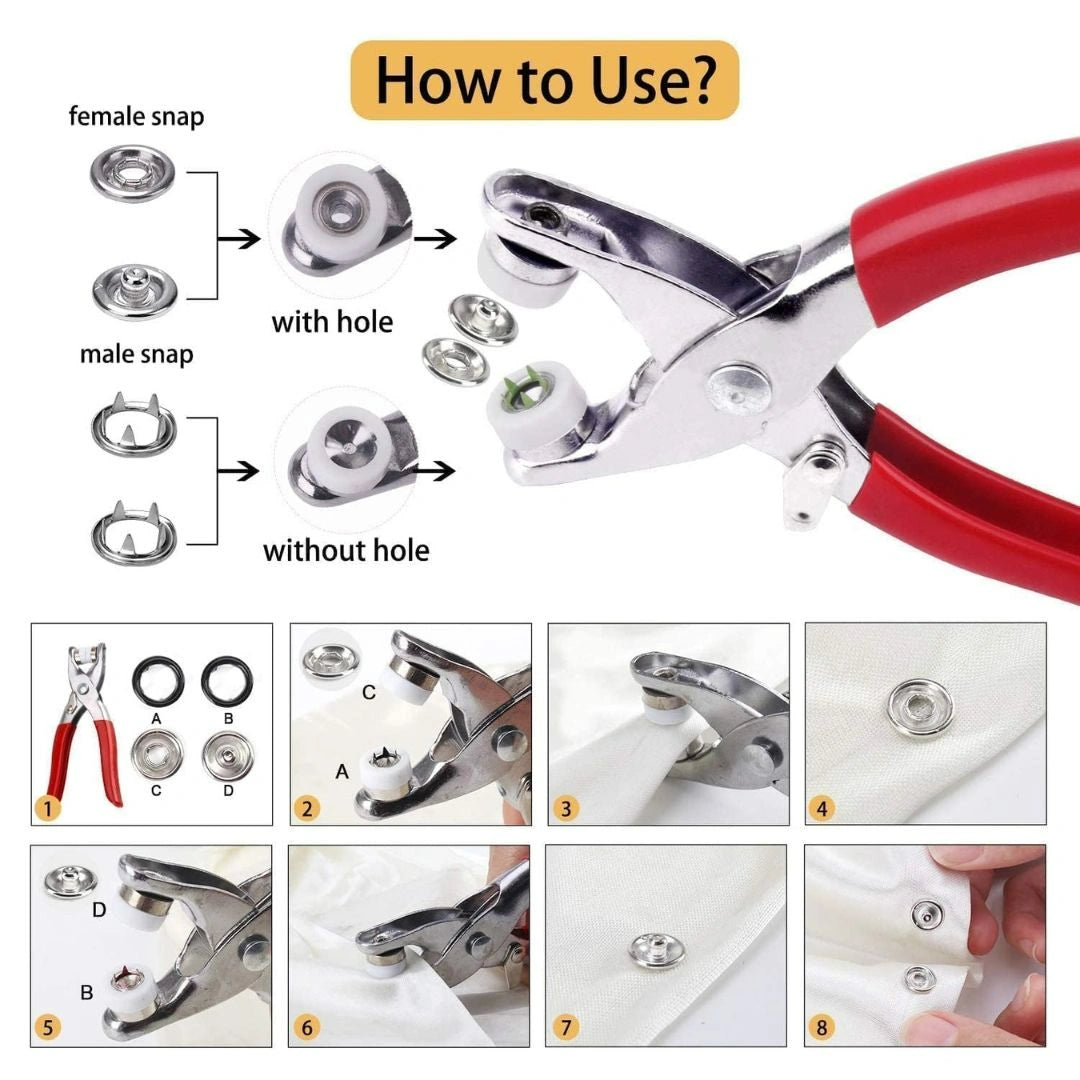 Snap Button Fastener Plier Tool Kit