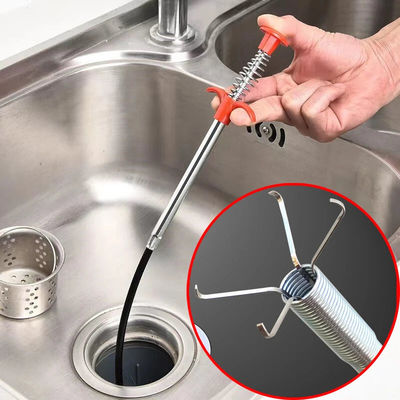 Drainage Block Remover Spring Pipe Cleaner Tool - Stainless Steel