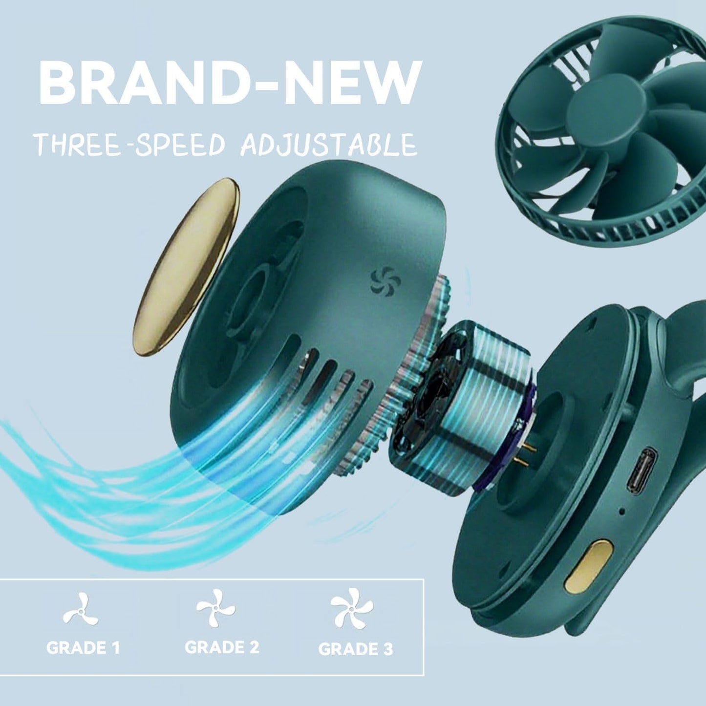 Mini Portable Bladeless Fan - 6 Hours of Hands-Free Cooling