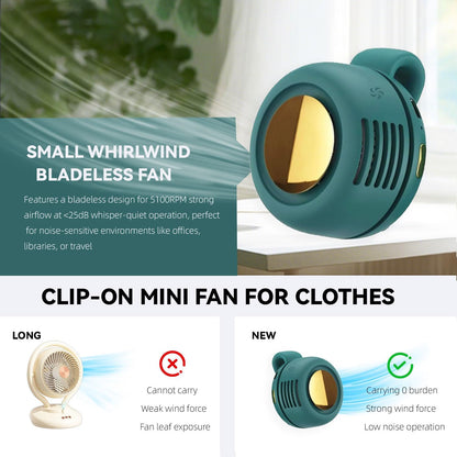 Mini Portable Bladeless Fan - 6 Hours of Hands-Free Cooling