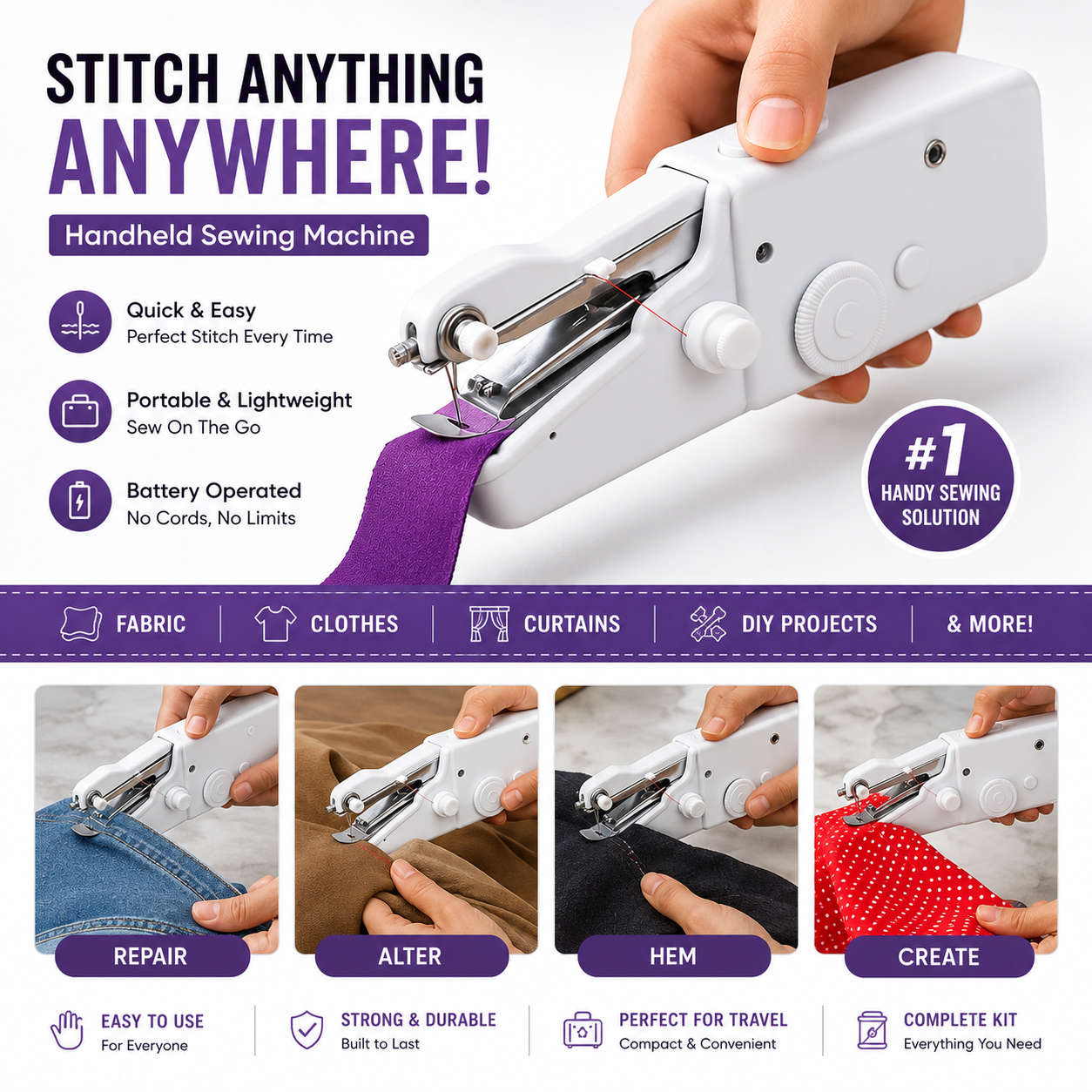 Handheld Mini Portable Sewing Machine